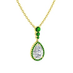 Swarovski ve yeşil kuvars 8 ayar altın kolye (40 cm altın rolo zincir)