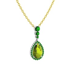 Nil Damlası Kolye - Peridot ve yeşil kuvars 925 ayar gümüş kolye (40 cm gümüş rolo zincir) #1fou5w7