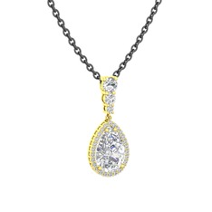 Nil Damlası Kolye - Swarovski 18 ayar altın kolye (40 cm gümüş rolo zincir) #1n6d39x