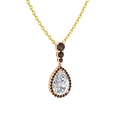 Nil Damlası Kolye - Swarovski ve dumanlı kuvars 925 ayar rose altın kaplama gümüş kolye (40 cm altın rolo zincir) #1ol0ya8