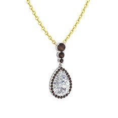 Nil Damlası Kolye - Swarovski ve dumanlı kuvars 8 ayar beyaz altın kolye (40 cm altın rolo zincir) #1q1bate