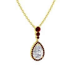 Nil Damlası Kolye - Swarovski ve garnet 14 ayar altın kolye (40 cm altın rolo zincir) #1r50zno
