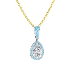 Nil Damlası Kolye - Swarovski ve akuamarin 925 ayar gümüş kolye (40 cm gümüş rolo zincir) #1rwpdpq