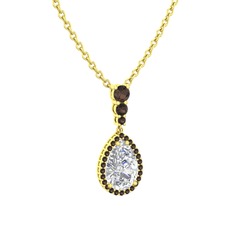 Nil Damlası Kolye - Beyaz zirkon ve dumanlı kuvars 8 ayar altın kolye (40 cm altın rolo zincir) #1sn9dzt