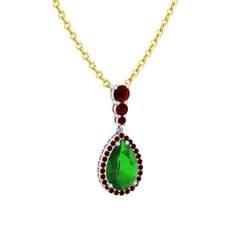 Yeşil kuvars ve garnet 925 ayar gümüş kolye (40 cm altın rolo zincir)