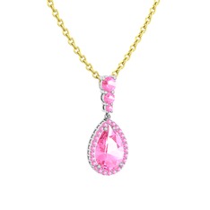 Pembe kuvars 925 ayar gümüş kolye (40 cm gümüş rolo zincir)