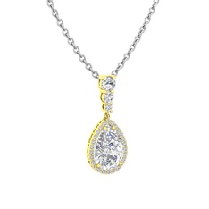 Nil Damlası Kolye - Swarovski 8 ayar altın kolye (40 cm gümüş rolo zincir) #bahd53
