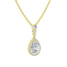 Nil Damlası Kolye - Swarovski 14 ayar altın kolye (40 cm gümüş rolo zincir) #bzbqvy