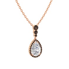 Nil Damlası Kolye - Swarovski ve dumanlı kuvars 925 ayar rose altın kaplama gümüş kolye (40 cm rose altın rolo zincir) #e7q4dh