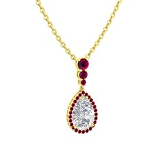 Nil Damlası Kolye - Swarovski ve rodolit garnet 18 ayar altın kolye (40 cm altın rolo zincir) #keoets