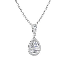 Nil Damlası Kolye - Beyaz zirkon ve swarovski 925 ayar gümüş kolye (40 cm gümüş rolo zincir) #le68ot