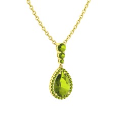 Nil Damlası Kolye - Peridot 925 ayar altın kaplama gümüş kolye (40 cm altın rolo zincir) #rmt48t
