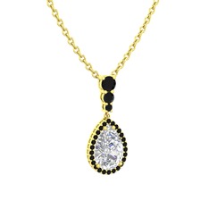 Nil Damlası Kolye - Swarovski ve siyah zirkon 18 ayar altın kolye (40 cm altın rolo zincir) #urqpf7