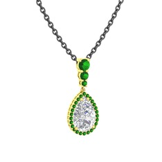 Nil Damlası Kolye - Swarovski ve yeşil kuvars 18 ayar altın kolye (40 cm gümüş rolo zincir) #vrocym