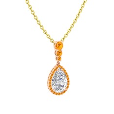 Nil Damlası Kolye - Swarovski ve sitrin 18 ayar rose altın kolye (40 cm altın rolo zincir) #wh5at8