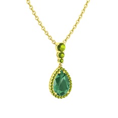 Nil Damlası Kolye - Kök zümrüt ve peridot 925 ayar altın kaplama gümüş kolye (40 cm altın rolo zincir) #zr8g7z