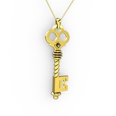 Anahtar Kolye - Dumanlı kuvars 925 ayar altın kaplama gümüş kolye (40 cm altın rolo zincir) #15l9y7
