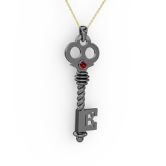 Anahtar Kolye - Garnet 925 ayar siyah rodyum kaplama gümüş kolye (40 cm gümüş rolo zincir) #1dhjag2