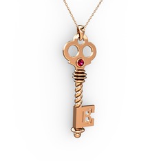 Rodolit garnet 925 ayar rose altın kaplama gümüş kolye (40 cm rose altın rolo zincir)