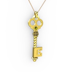 Anahtar Kolye - Peridot 925 ayar altın kaplama gümüş kolye (40 cm rose altın rolo zincir) #1m5jww3