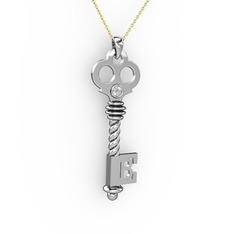 Anahtar Kolye - Swarovski 925 ayar gümüş kolye (40 cm altın rolo zincir) #1u2m2db