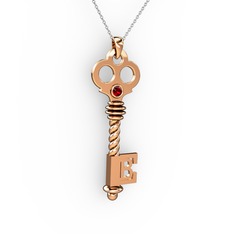 Anahtar Kolye - Garnet 14 ayar rose altın kolye (40 cm beyaz altın rolo zincir) #cci1r5