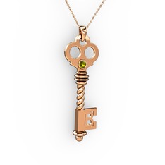 Peridot 925 ayar rose altın kaplama gümüş kolye (40 cm gümüş rolo zincir)