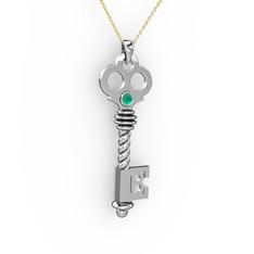 Anahtar Kolye - Kök zümrüt 925 ayar gümüş kolye (40 cm altın rolo zincir) #wk99qr