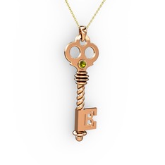 Anahtar Kolye - Peridot 8 ayar rose altın kolye (40 cm altın rolo zincir) #x5ctde