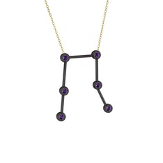 Gemini Kolye - Ametist 925 ayar siyah rodyum kaplama gümüş kolye (40 cm altın rolo zincir) #115qry6