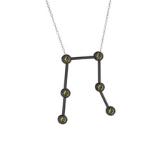 Gemini Kolye - Peridot 925 ayar siyah rodyum kaplama gümüş kolye (40 cm gümüş rolo zincir) #11y9op