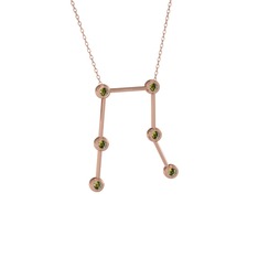 Gemini Kolye - Peridot 14 ayar rose altın kolye (40 cm gümüş rolo zincir) #122trm5