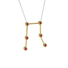 Gemini Kolye - Rodolit garnet 8 ayar altın kolye (40 cm beyaz altın rolo zincir) #13pp18w