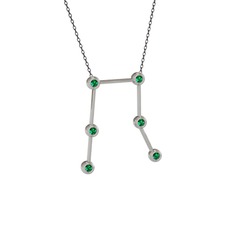 Gemini Kolye - Yeşil kuvars 14 ayar beyaz altın kolye (40 cm gümüş rolo zincir) #1441e5n