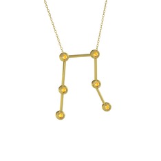 Gemini Kolye - Sitrin 14 ayar altın kolye (40 cm altın rolo zincir) #155l7b7