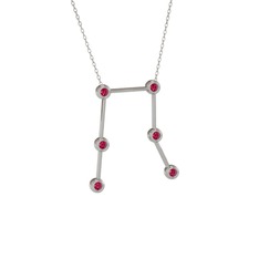 Gemini Kolye - Rodolit garnet 14 ayar beyaz altın kolye (40 cm beyaz altın rolo zincir) #15rt763