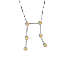 Gemini Kolye - Sitrin 18 ayar beyaz altın kolye (40 cm gümüş rolo zincir) #15xcrkl