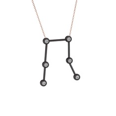 Gemini Kolye - Beyaz zirkon 925 ayar siyah rodyum kaplama gümüş kolye (40 cm gümüş rolo zincir) #167vj0a