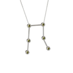 Gemini Kolye - Peridot 14 ayar beyaz altın kolye (40 cm gümüş rolo zincir) #174m74p