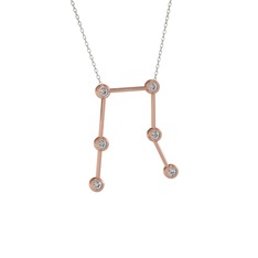 Gemini Kolye - Beyaz zirkon 14 ayar rose altın kolye (40 cm beyaz altın rolo zincir) #17awxx3