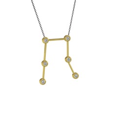 Gemini Kolye - Beyaz zirkon 18 ayar altın kolye (40 cm gümüş rolo zincir) #181lsgy