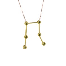 Gemini Kolye - Peridot 18 ayar altın kolye (40 cm rose altın rolo zincir) #189tn60