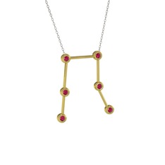 Gemini Kolye - Rodolit garnet 18 ayar altın kolye (40 cm beyaz altın rolo zincir) #1axyw18