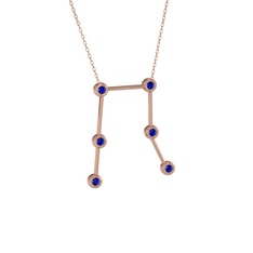 Gemini Kolye - Lab safir 925 ayar rose altın kaplama gümüş kolye (40 cm rose altın rolo zincir) #1c3wwpv