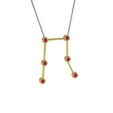 Gemini Kolye - Rodolit garnet 925 ayar altın kaplama gümüş kolye (40 cm gümüş rolo zincir) #1c5okuf