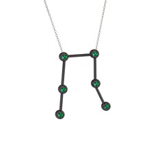 Gemini Kolye - Yeşil kuvars 925 ayar siyah rodyum kaplama gümüş kolye (40 cm beyaz altın rolo zincir) #1daokoo