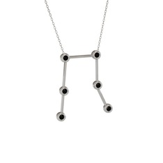 Gemini Kolye - Siyah zirkon 14 ayar beyaz altın kolye (40 cm gümüş rolo zincir) #1ddt45j