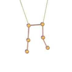 Gemini Kolye - Sitrin 8 ayar rose altın kolye (40 cm gümüş rolo zincir) #1dn3ch1