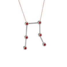 Gemini Kolye - Garnet 14 ayar beyaz altın kolye (40 cm rose altın rolo zincir) #1e3p0d8