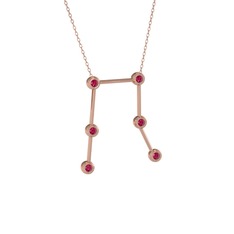 Gemini Kolye - Rodolit garnet 14 ayar rose altın kolye (40 cm rose altın rolo zincir) #1et4lwr